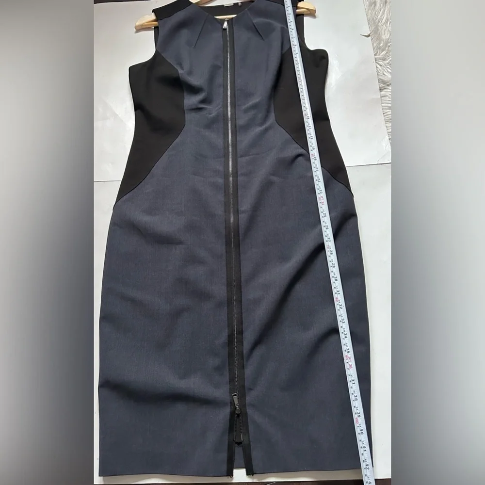 Elie Tahari Womens Wool Blend Sheath Career Dress blue  Black Zip front - Picture 6 of 13